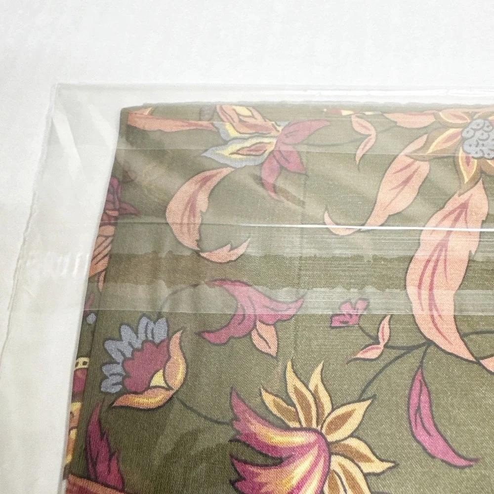 Omar Sharif Paris Silk Scarf Floral Olive Green Burgundy Korean Air Vintage